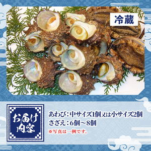 ＜土日祝着＞＜先行予約受付中！1月上旬～2月上旬頃順次配送＞あわび・さざえ詰合せ(2種)国産 鳥取県 境港市 海鮮 新鮮 生食 冷蔵 活魚介 魚貝類 アワビ 鮑 サザエ 栄螺 食べ比べ【sm-AA002-B】【いたくら】