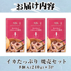 化粧箱入り！イカ屋が作ったイカたっぷり焼売セット(計24個・8個入×3セット)国産 地魚 魚介 海鮮 アカイカ ホタルイカ ゲソ すり身 シュウマイ 蒸し料理 海の幸 冷凍 化粧箱【sm-AJ001】【福栄】