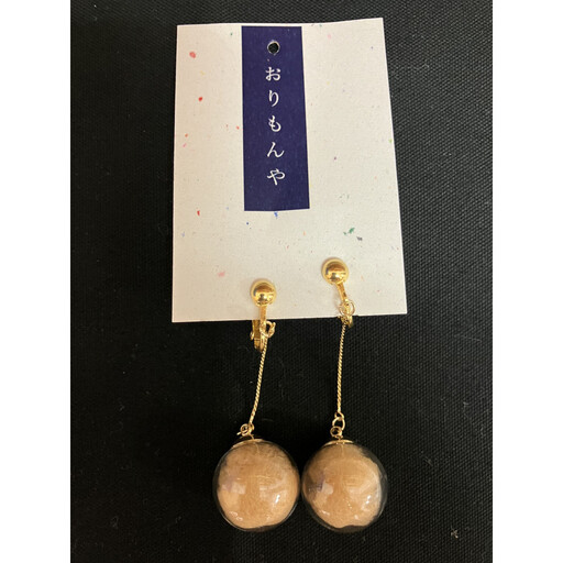 伯州綿イヤリング×ゴールド×茶(伯州綿色)ネックレス 鳥取県 境港市 伯州綿 ネックレス アクセサリー ガラス ガラスドーム ファッション 小物 雑貨【sm-BC003-B】【浜っ子】