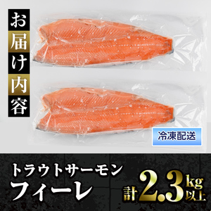 トラウトサーモンフィーレ(計2.3kg・2枚入)魚 魚介 海鮮 サケ さけ しゃけ 切り身 切身 フィレ 冷凍 小分け 【sm-AC007】【大昇食品】