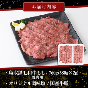 鳥取黒毛和牛もも焼肉用(計760g)国産 鳥取県産 もも 牛肉 お肉 肉 牛脂 冷凍 オリジナル調味塩 お取り寄せ ギフト プレゼント 誕生日プレゼント お祝い【sm-AP008】【いろは精肉本店】