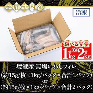 境港産 無塩いわしフィレ(計1kg) 鳥取県 境港市 いわし イワシ 鰯 フィレ かば焼き フライ つみれ ハンバーグ 簡単調理 便利 真空パック 骨抜き 鮮魚 魚 魚介 海鮮 海の幸 お取り寄せ【sm-CD010】【羽根】