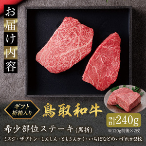 ＜和牛セレブ＞鳥取和牛 国産黒毛和牛 希少部位ステーキ(計240g/120g前後×2枚) ふるさと納税 境港市 特産品 国産 鳥取和牛 牛肉 希少部位 イチボ ランプ トモサンカク シンシン ミスジ カメノコウ ステーキ オレイン酸 【sm-DC002】【Giverichホールディングス】