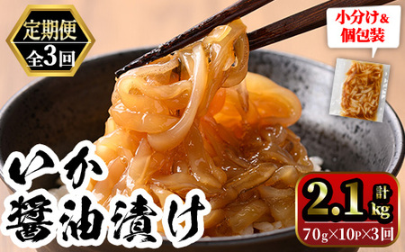 ＜定期便3回＞ご飯がススム！網元直伝の漁師飯！いか醤油漬けセット(700g×3ヶ月・計2.1kg) 国産 地魚 魚介 海鮮 醤油漬け 海の幸 おつまみ いか イカ ごはんのお供 冷凍 【sm-AJ008】【福栄】