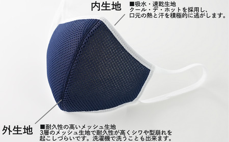 Y330 洗える3D布マスク（吸収速乾）メンズ ホワイト3枚セット