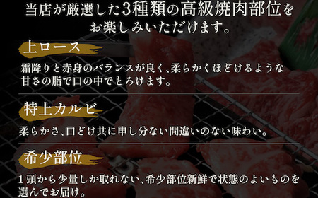 Y147 【和牛セレブ】鳥取和牛 焼肉用特選ロースカルビ&希少部位 600g
