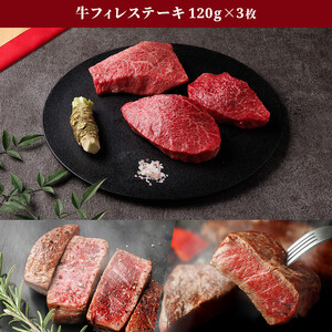 【和牛セレブ】鳥取県産牛ヒレステーキ 120g×3枚