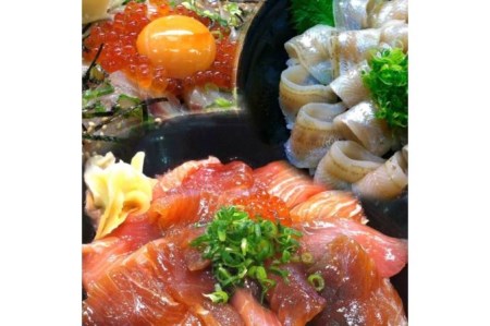 日本海の漬け丼と昆布じめ丼おまかせセット(通年)【高間商店】