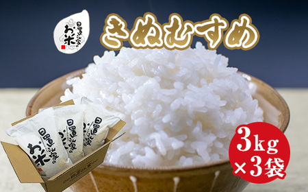 日置さん家のお米「きぬむすめ」3kg×3袋【精米・2024年産】