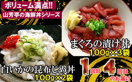 【6回定期便】海鮮漬け丼・昆布締め丼の素【真鯛 サーモンまぐろ 白いか 甘エビ ブリ 丼 素 海鮮丼 6回 コース 定期便 頒布会 ごはんのお供 簡単 時短 ご自宅用 お土産】