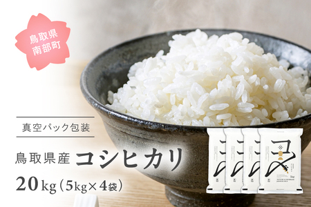 ＜新米・令和6年産予約＞ 真空パック包装 鳥取県産コシヒカリ20kg (5kg×4袋)  令和6年産 Elevation