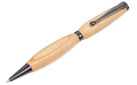 回転木軸ボールペン：旧福榮小廃校古材シリーズ階段　松（マツ） 松ｶﾞﾝﾒﾀﾙ