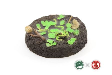 ＜カエル工房＞カエルフィギュア「雨蛙の水浴　模様あり｣（大山ブランド会）米子高島屋 50-BV1 0392