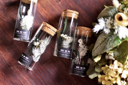 並べて可愛いコルク瓶のボタニカルフラワー 小さいサイズ / 1点もの 小瓶 癒し 春の柚 0823