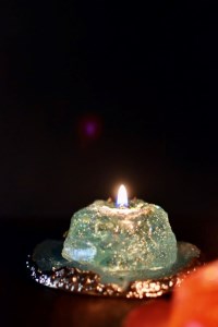 星取県キャンドル星降るミニキャンドル　グリーン【山空】/　金木犀の香　神秘　癒し　１点もの　春の柚　0826