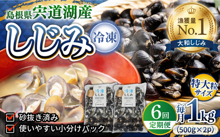 しじみ 【全6回定期便】超希少！特大粒プレミアムサイズ 宍道湖産冷凍大和しじみ 特大粒500g×2袋 島根県松江市/平野缶詰有限会社[ALBZ043] しじみ しじみ