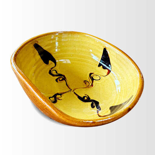 スリップ ウェア 島根 Vintage Japanese Folk Art 七寸絵皿 桂窯