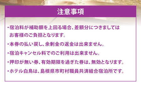【旅館 ホテル 共通 宿泊券】松江しんじ湖温泉 宿泊 補助券 寄附額5万円 15,000円分 [ALFW003] 