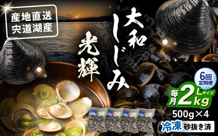 【全6回定期便】産地直送！ 宍道湖産 冷凍大和しじみLサイズ2kg(500g×4) 砂抜き処理済 島根県松江市/りすたむmatsue[ALDE011]