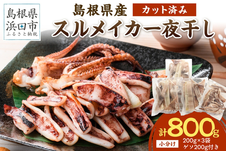 島根県産スルメイカ一夜干しカット済600g （ゲソ200g付き） 産地直送 干物 一夜干し イカ 人気 大容量 小分け 国産 【005_0149】