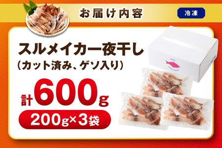 スルメイカ一夜干し(200g×3袋) 計600g イカ 干物 【005_2059】