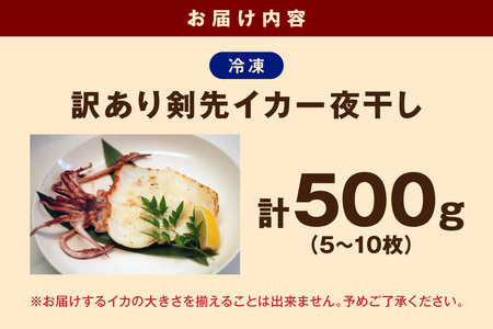 訳あり品でも味は正規品 島根県産剣先イカ一夜干し計500g(5~10枚) 【005_2078】