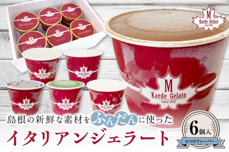 島根の新鮮な素材をふんだんに使った「イタリアンジェラート」（6個入） アイスクリーム 人気 スイーツ イタリアンジェラート お菓子 アイス ミルク チョコ 抹茶 苺 ギフト ご褒美 贈答【003_0643】