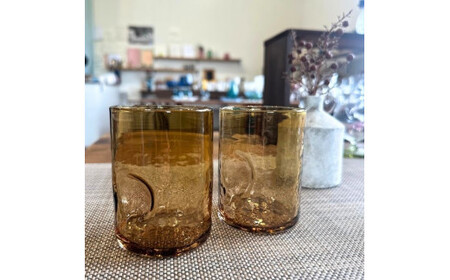 おやゆびグラス(アンバー)小2個セット