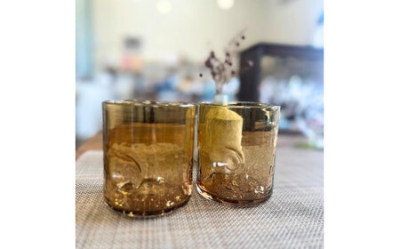 おやゆびグラス(アンバー)大2個セット