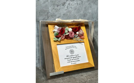 ブリザードフラワーのフォトフレーム（木製スタンドタイプ)【レッド】