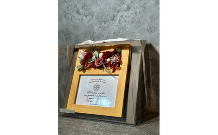 ブリザードフラワーのフォトフレーム（木製スタンドタイプ)【レッド】