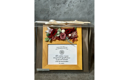 ブリザードフラワーのフォトフレーム（木製スタンドタイプ)【レッド】