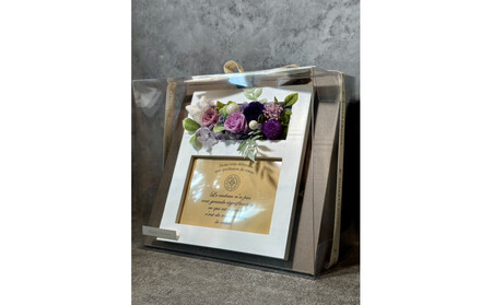 ブリザードフラワーのフォトフレーム（木製スタンドタイプ)【パープル】