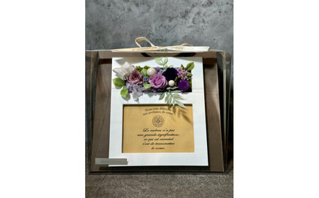 ブリザードフラワーのフォトフレーム（木製スタンドタイプ)【パープル】