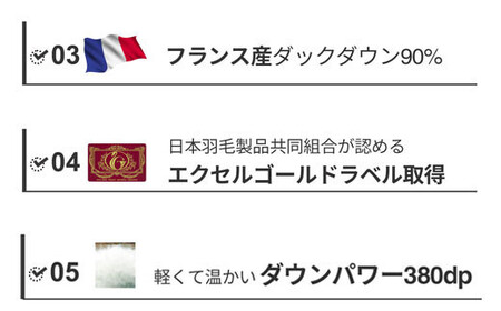 羽毛布団 シングル フランス産 ダックダウン90% 1.3kg ボディーアームスキルト 380dp