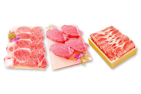 F-300 【定期便】松永和牛 A5ランク サーロイン ヒレステーキ すき焼き 3回コース【定期便 肉定期 3回定期 牛肉定期 サーロインステーキ 200g×4枚 ヒレステーキ 200g×4枚 すき焼き用 リブロース 800g 肉 牛肉 和牛 松永和牛 まつなが牛 A5ランク ステーキ 冷凍 記念日 豪華 お祝い ご褒美 特別 定期 コース 全3回】