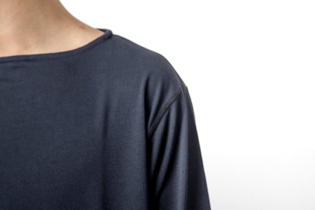 C-334 ドライボートネックカットソー七分袖 MADE IN IWAMI (SUMI BLACK)