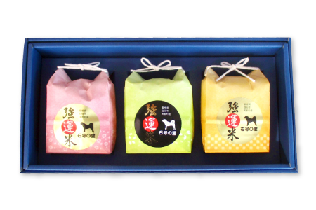 A-97 柴犬のルーツ「石号」グッズ【ファッション カバン 鞄 トートバッグ 犬 柴犬 米 強運米 コシヒカリ 3合×3袋 箱入り セット 受験生 強運 贈り物 プレゼント】