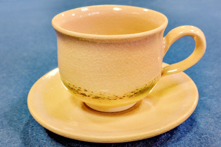 A-671 雪舟焼 コーヒーカップ＆ソーサー（雲模様グリーン）【和陶器 陶器 コーヒーカップ 受皿 セット 雪舟焼 カップ ソーサー コップ ギフト プレゼント 贈答 贈り物】