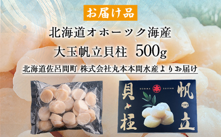 北海道オホーツク海産 大玉帆立貝柱 500g SRMR001 | 帆立