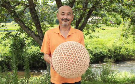 亀甲丸籠組照明用傘 大 ［髙島屋選定品］【組子細工 伝統技法 オブジェ 伝統 木製 檜 ヒノキ インテリア おしゃれ 球体 繊細 お祝い プレゼント ギフト 贈り物 ご自宅用 島根県 安来市】