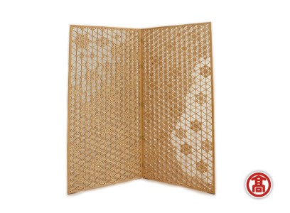 組子屏風 二曲半双 ［髙島屋選定品］【伝統技法 組子細工 屏風 伝統技術 インテリア 通気性 パーティション 衝立 おしゃれ 家具 日用品 木製 島根県 安来市】