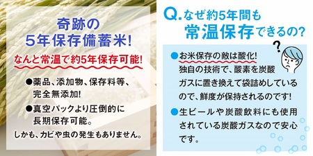 奇跡の 五年冬眠米 5kg / 無洗米 BG無洗米 きぬむすめ 長期保存 備蓄米