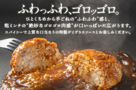 【定期便 2回】まる姫ポークと国産牛の贅沢デミグラスハンバーグ 140g×10個(総重量 1.4kg)×2回 惣菜 デミグラスソース デミソース 牛肉 豚肉 手ごね レンジ 湯せん 温めるだけ 江津市 頒布会 2カ月 2ヶ月 2か月 