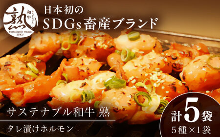 牛肉 サステナブル和牛 熟 ホルモン タレ漬け5P [AIAT002] 牛肉