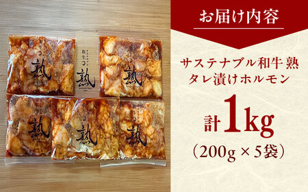 牛肉 サステナブル和牛 熟 タレ漬けホルモン5P 200g×5袋 計1キロ [AIAT019] 牛肉