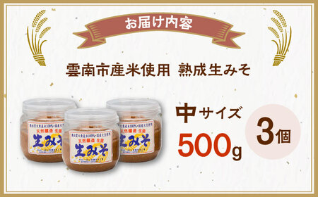 味噌 熟成生みそ（中）500g×3個[AIEG005] 味噌