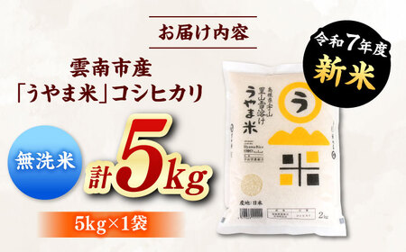 無洗米 【無洗米】神話の里/吉田町「うやま米」コシヒカリ 5kg（5kg×1）[AIDB080] 無洗米