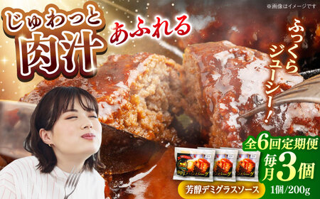【全6回定期便】しまね和牛ハンバーグ200g×3個 ハンバーグ しまね和牛 小分け 肉 肉厚 和牛 簡単調理 湯煎 人気 お試し 島根県雲南市/株式会社 みやげ山海[AIDZ005]