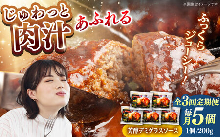 【全3回定期便】しまね和牛ハンバーグ200g×5個 ハンバーグ しまね和牛 小分け 肉 肉厚 和牛 簡単調理 湯煎 人気 お試し 島根県雲南市/株式会社 みやげ山海[AIDZ006]